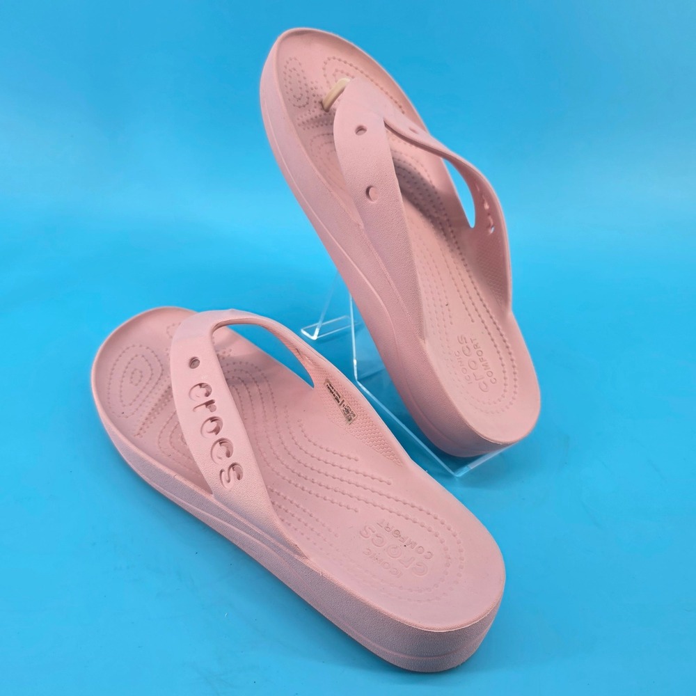 Crocs Kadee II Platform Flip Flops‎ Pink Womens 8 Sandals 208395 Beach Summer